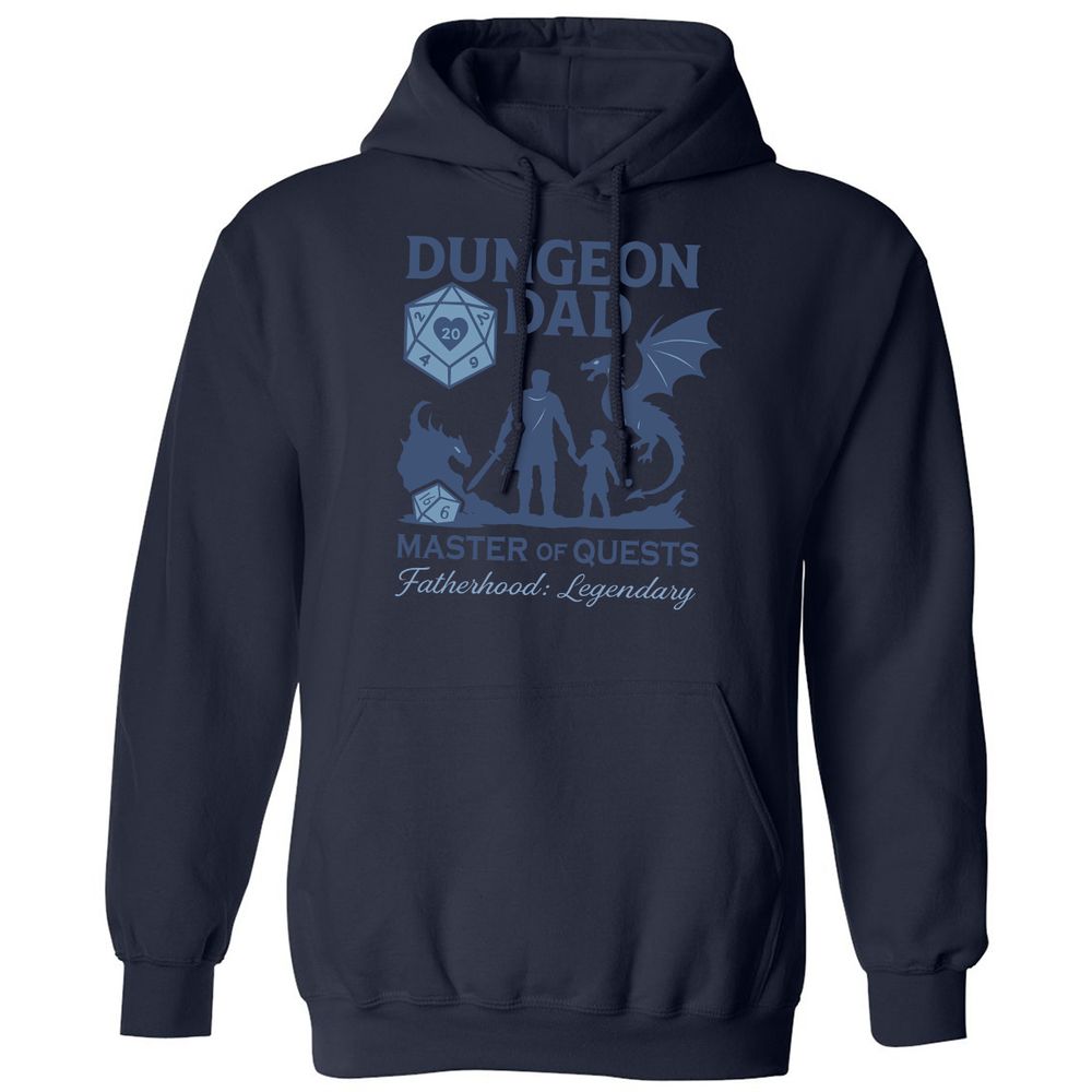 Dungeon Dad Master Of Quests Classic Unisex Hoodie - Navy - 8