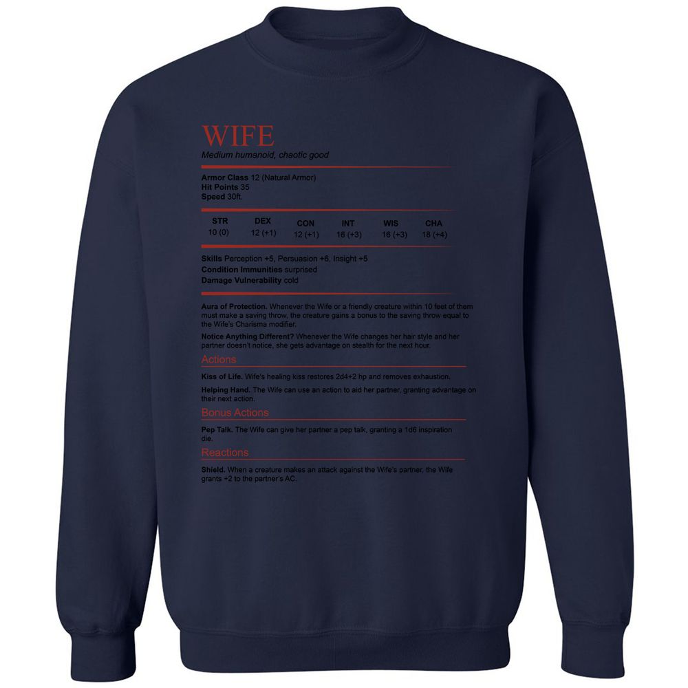 Wife White Classic Unisex Sweatshirt - Navy - 8
