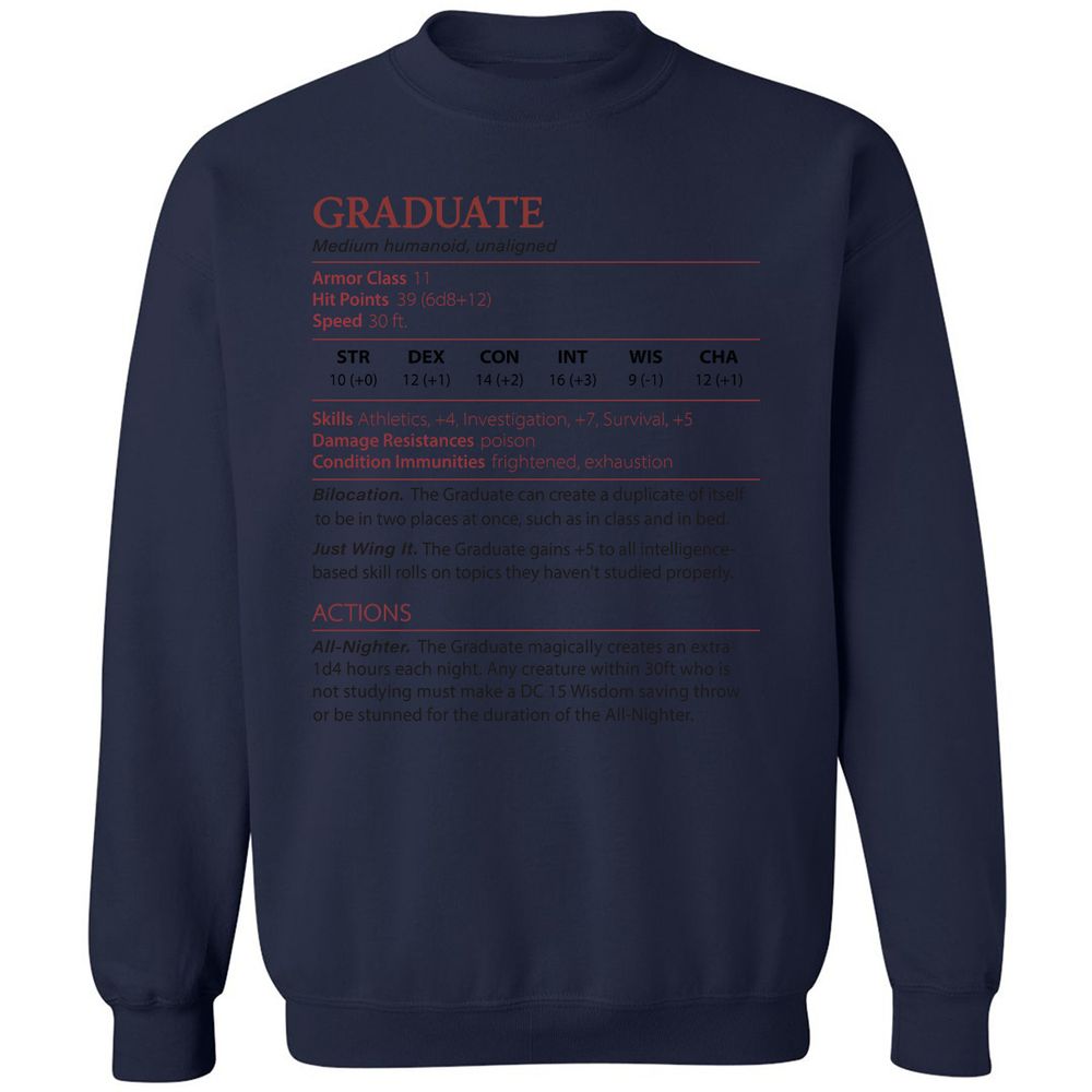 Graduate Stats Classic Unisex Sweatshirt - Navy - 8