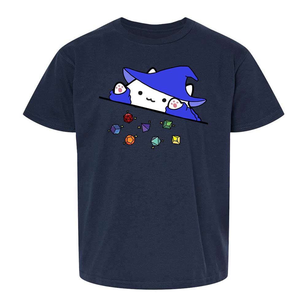 Cat Throws Dices Kids T-Shirt - Navy - 8
