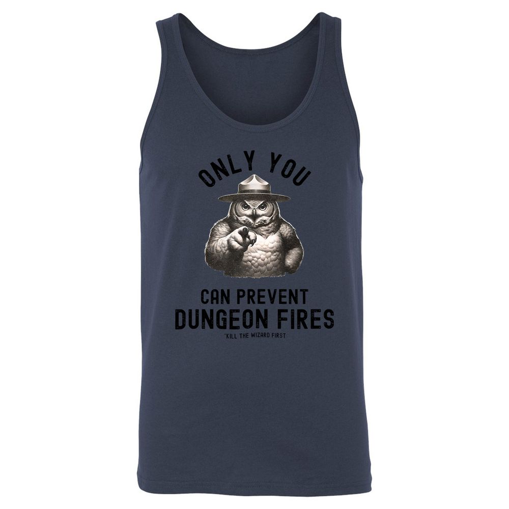 Only You Can Prevent Dungeon Fires Unisex Jersey Tank - Navy - 8