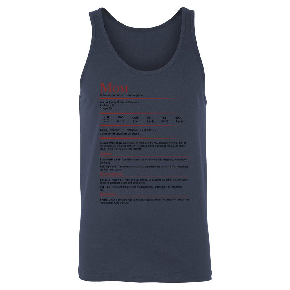 Mom Stats Unisex Jersey Tank - Navy - 8