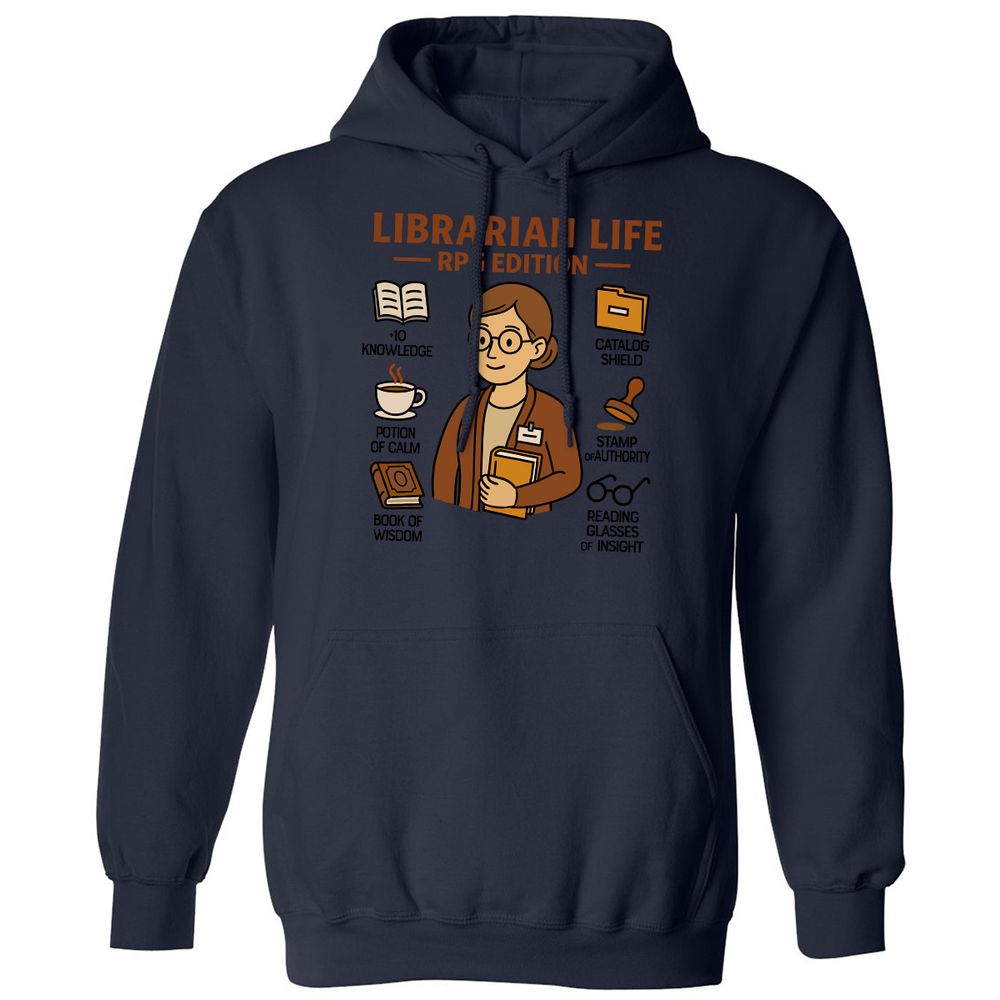 Librarian Life RPG Edition Classic Unisex Hoodie - Navy - 8