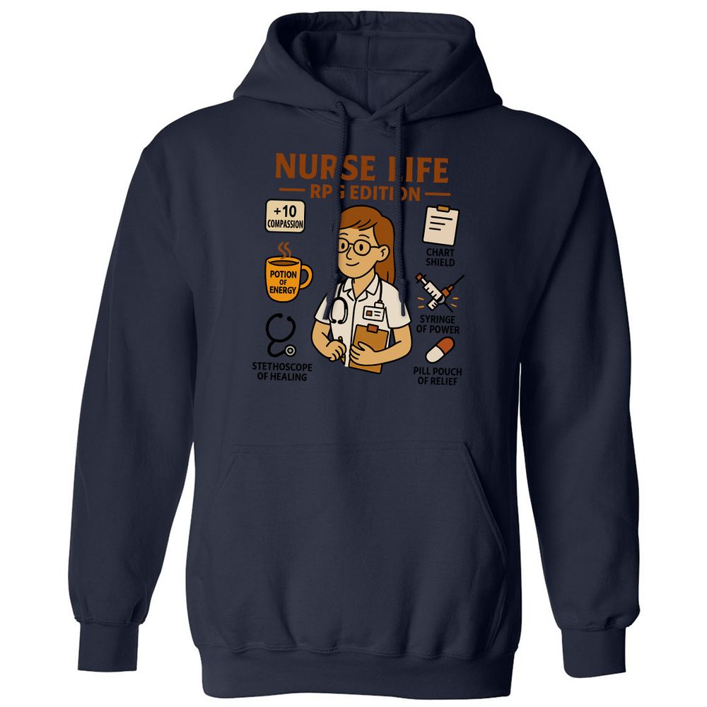 Nurse Life RPG Edition Classic Unisex Hoodie - Navy - 8