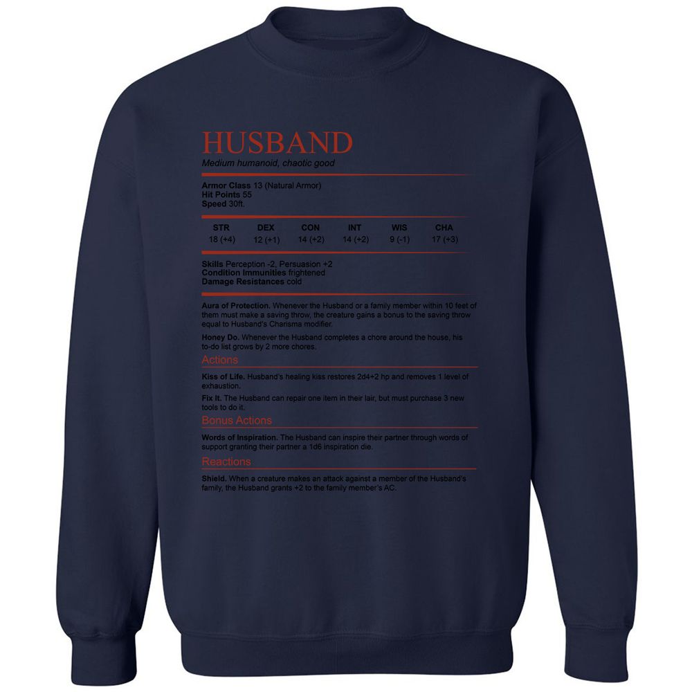 Husband White Classic Unisex Sweatshirt - Navy - 8