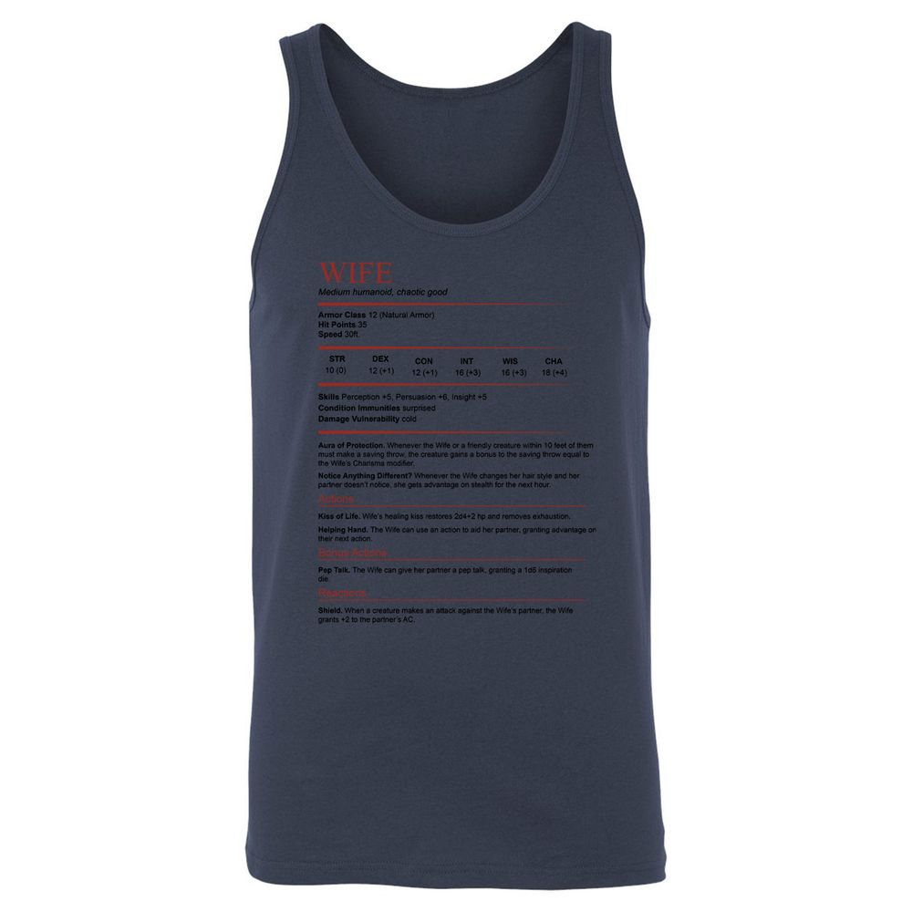 Wife White Unisex Jersey Tank - Navy - 8