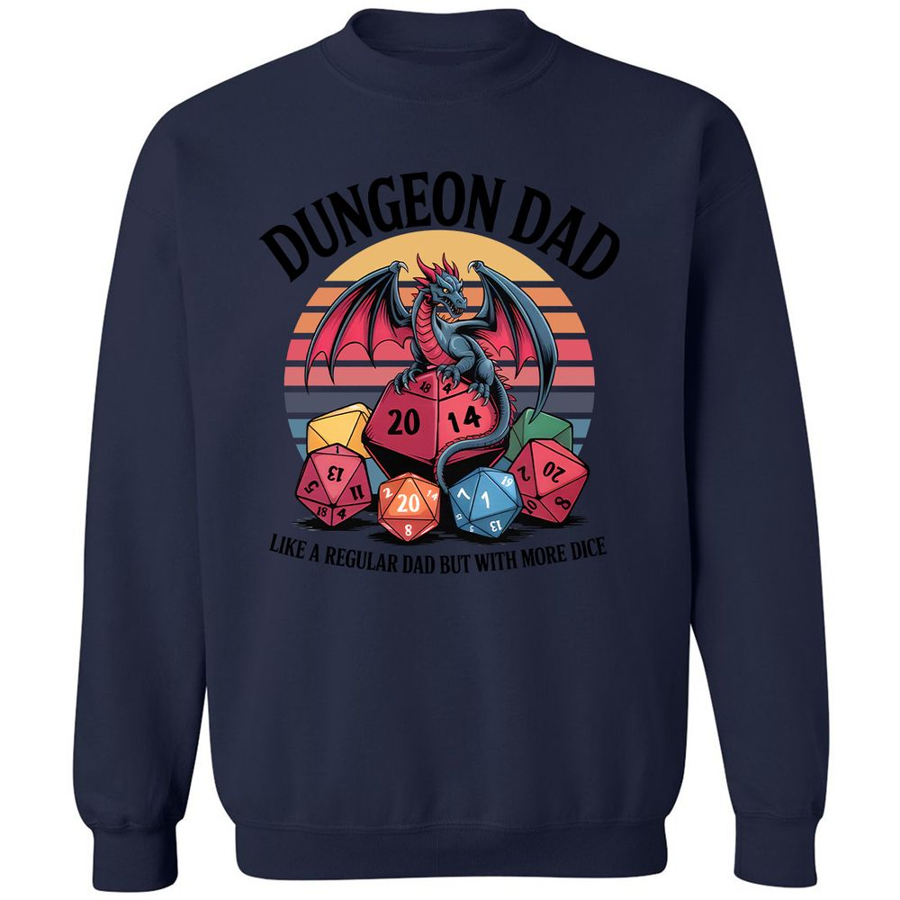 Dungeon Dad With More Dice Classic Unisex Sweatshirt - Navy - 8