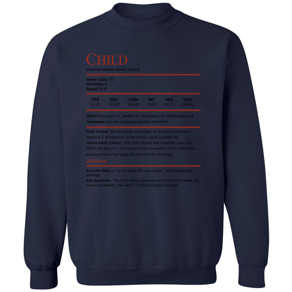 Child Stats Classic Unisex Sweatshirt - Navy - 8