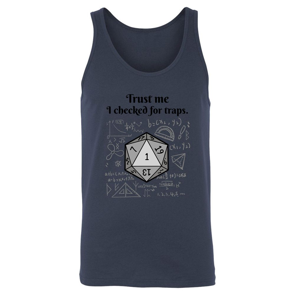 Trust me, I checked for traps. Unisex Jersey Tank - Navy - 8