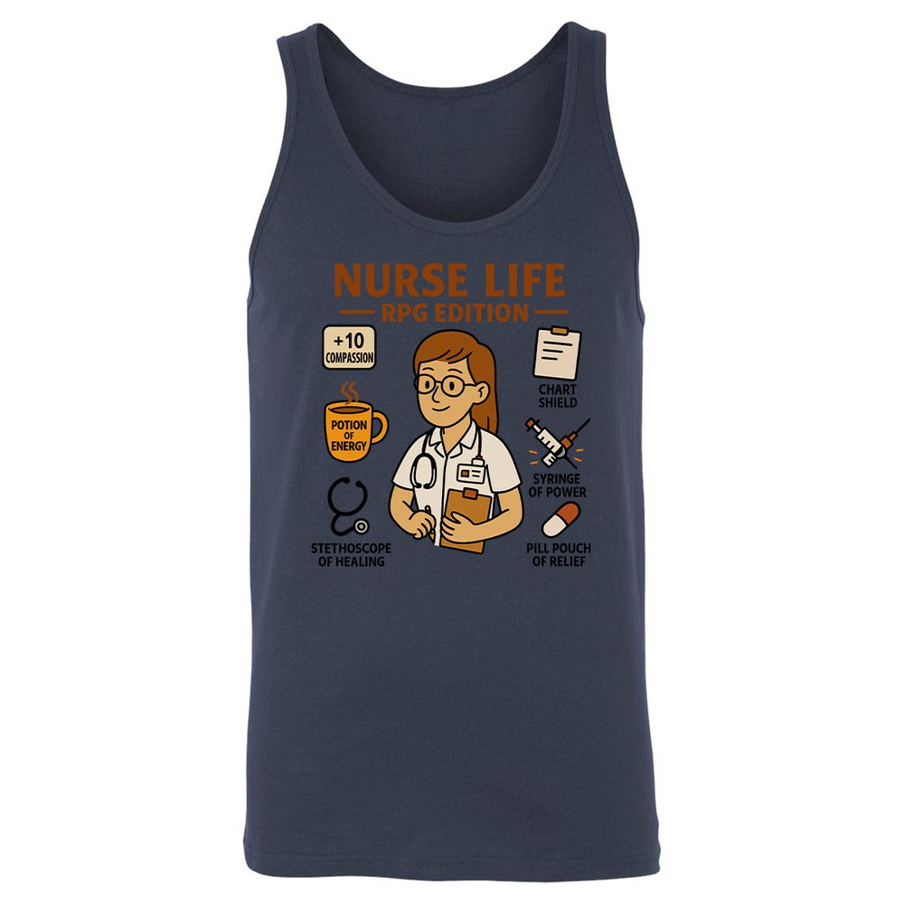 Nurse Life RPG Edition Unisex Jersey Tank - Navy - 8