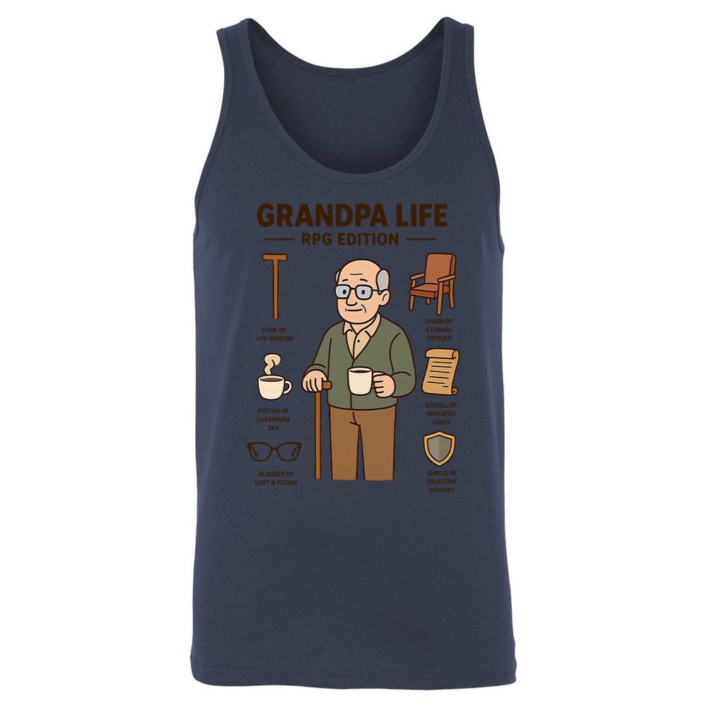 Grandpa Life RPG Edition Unisex Jersey Tank - Navy - 8