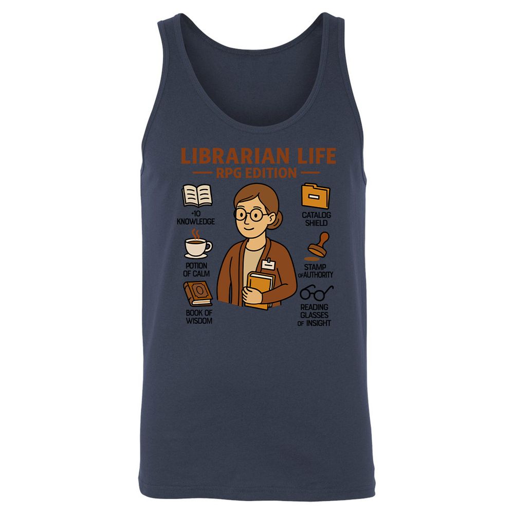 Librarian Life RPG Edition Unisex Jersey Tank - Navy - 8