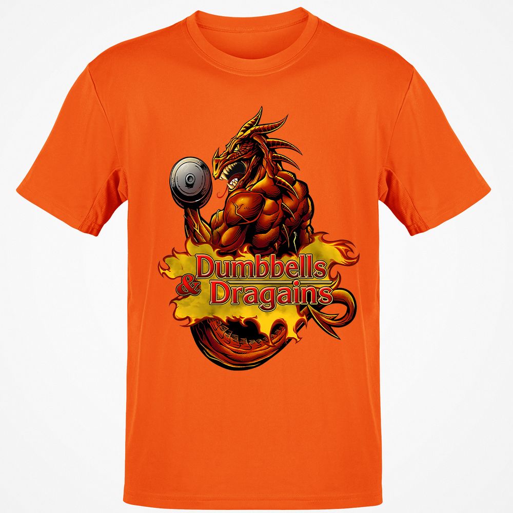 Dumbbells & Dragains Classic Unisex T-Shirt - Orange - 8