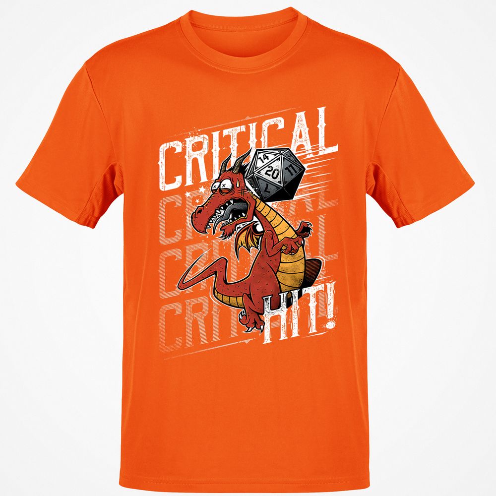 Funny Dragon Critical Hit Classic Unisex T-Shirt - Orange - 8