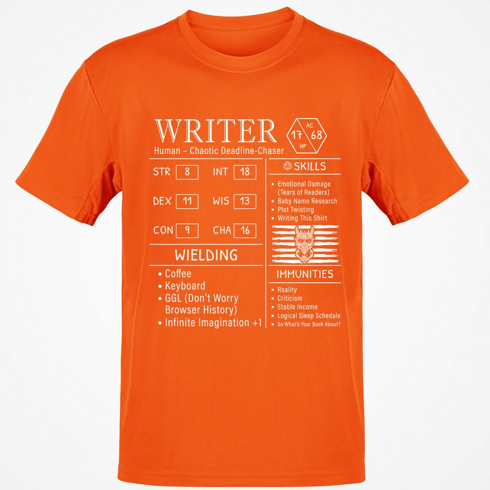 Writer Stats New Classic Unisex T-Shirt - Orange - 8
