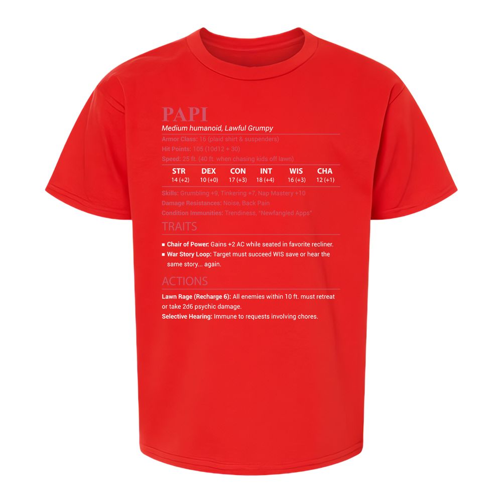 Papi Stats Kids T-Shirt - Red - 8