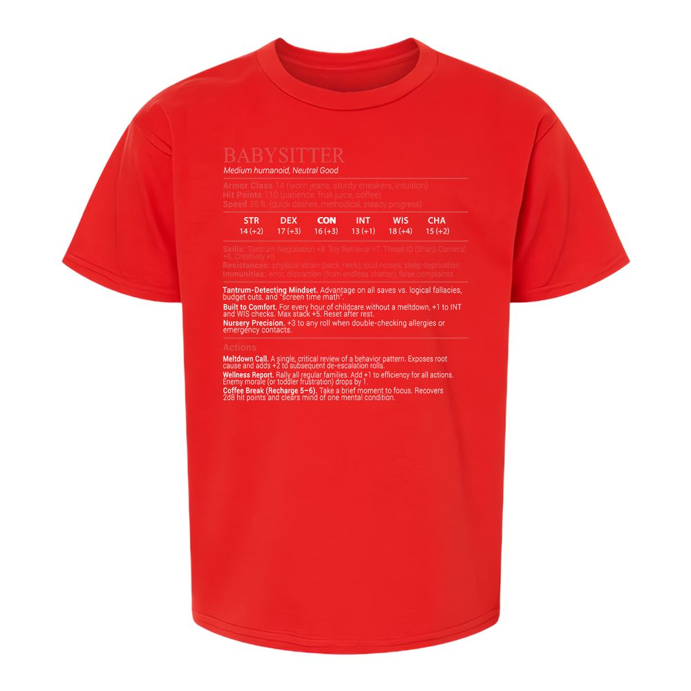 Baby Sitter Stats Block - Red - 8