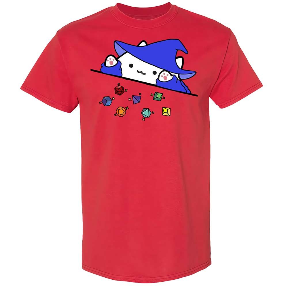Cat Throws Dices Classic Unisex T-Shirt - Red - 8