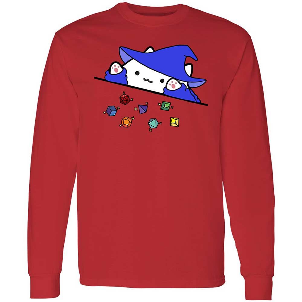 Cat Throws Dices Long Sleeve T-Shirt - Red - 8