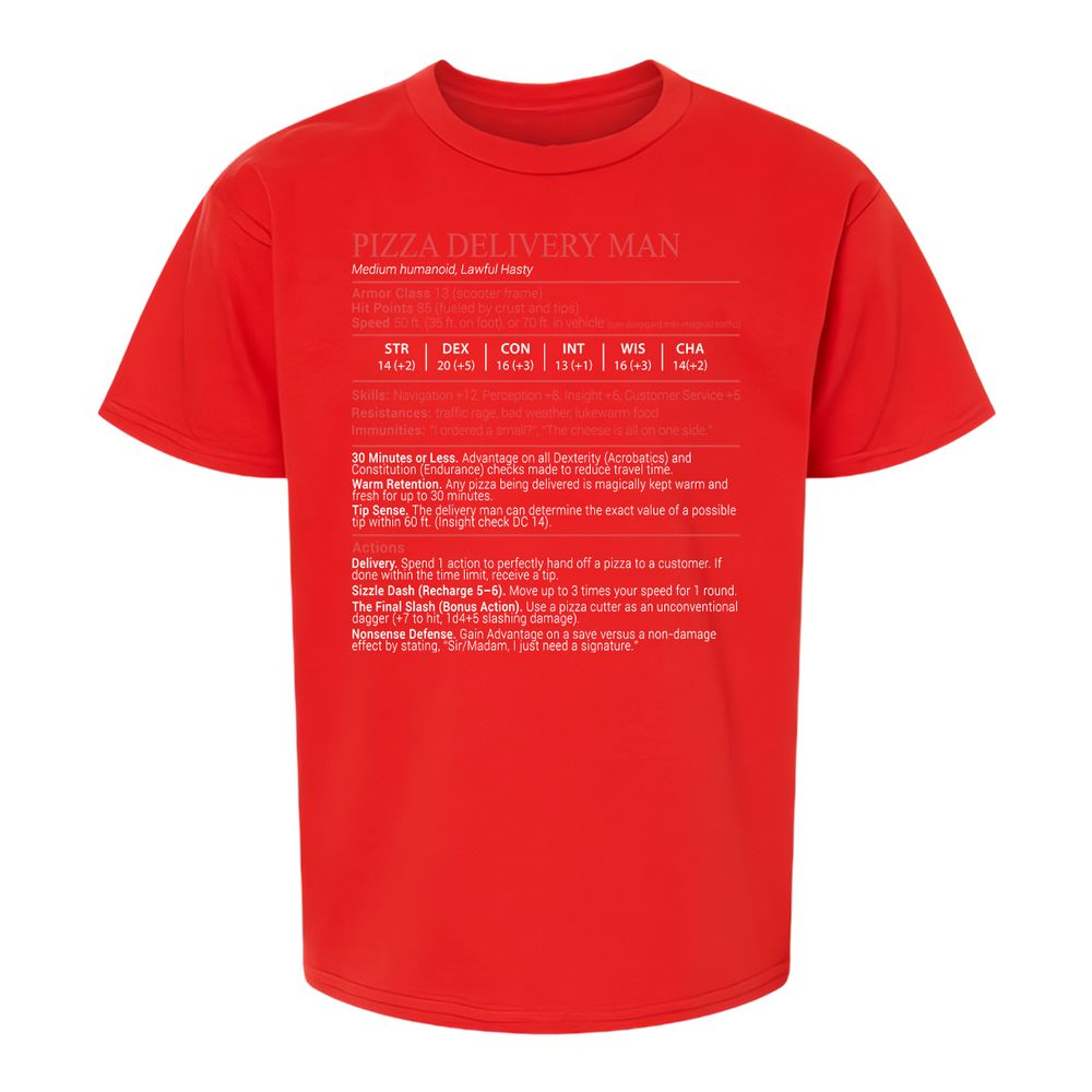 Pizza Delivery Man Stats Block - Red - 8