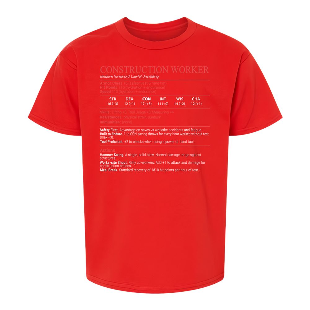 Construction Worker Stats Block - Red - 8