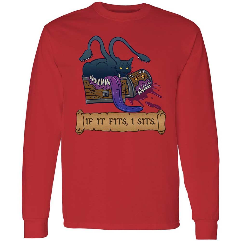 If It Fits I Sits Long Sleeve T-Shirt - Red - 8