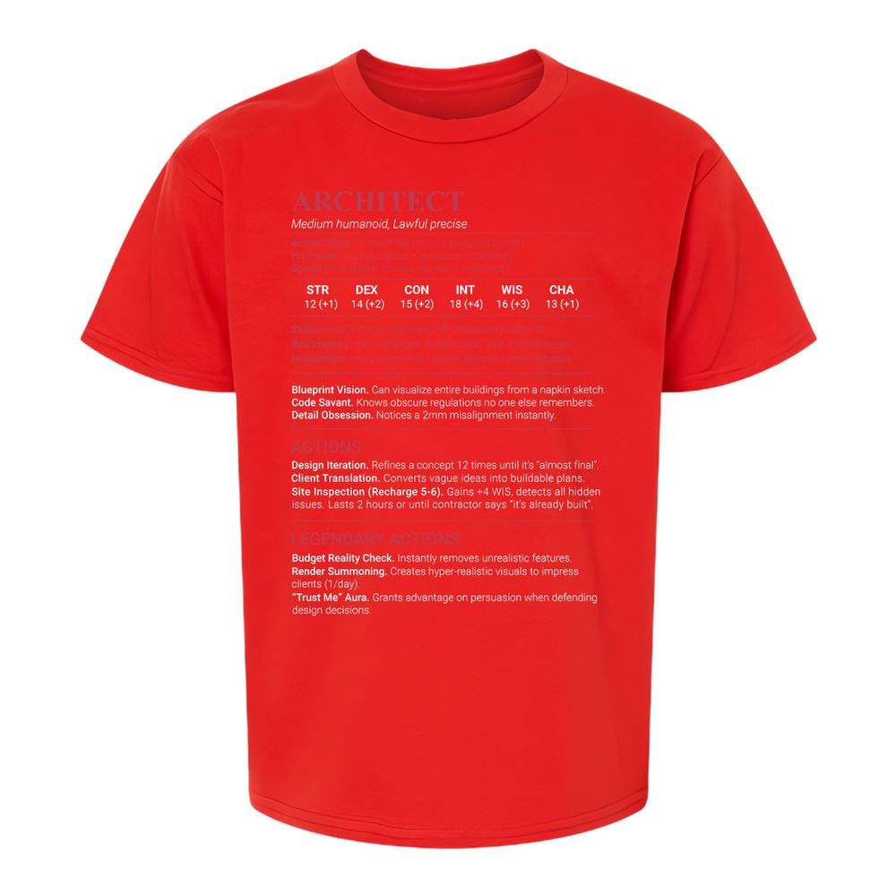 Architect Stats Kids T-Shirt - Red - 8