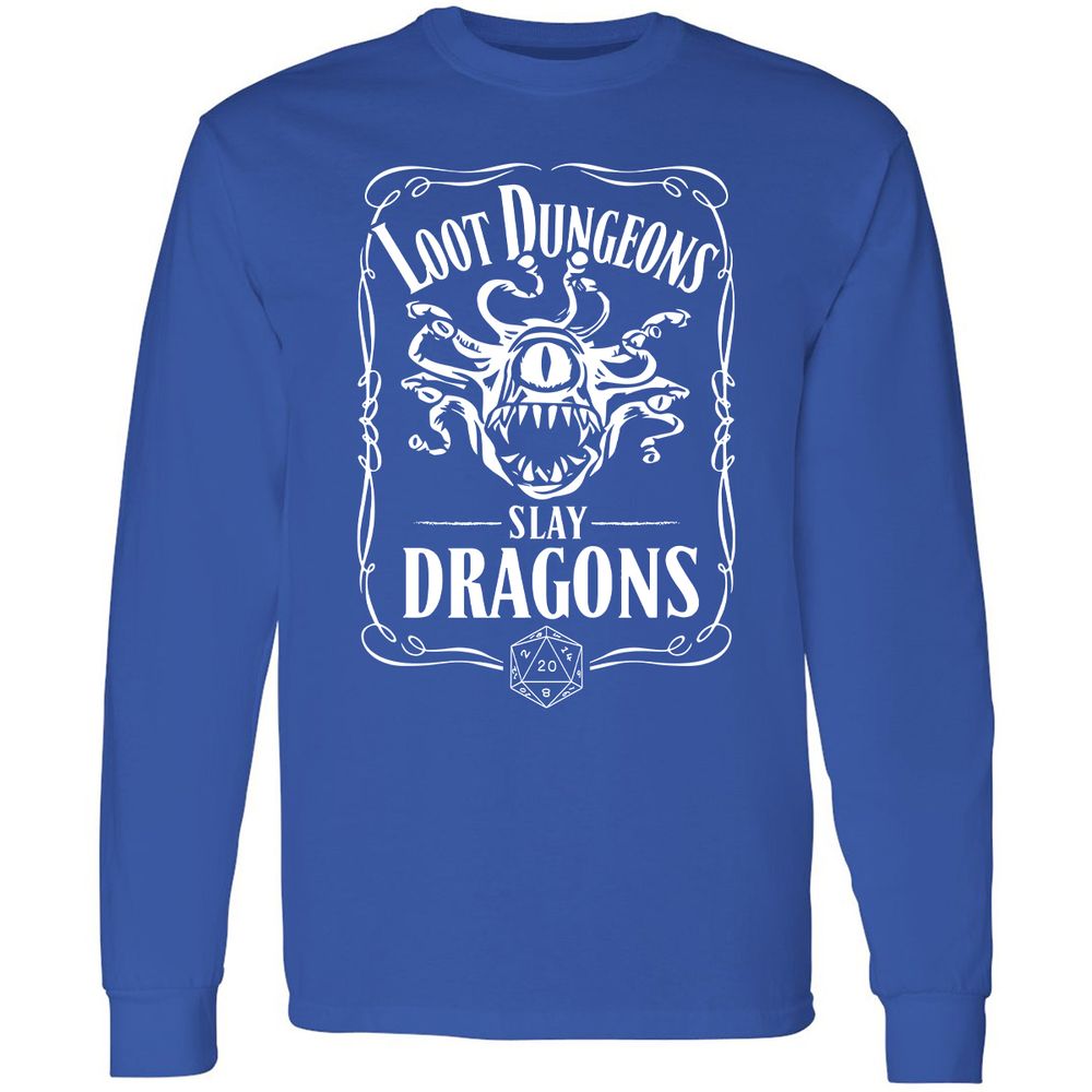 Loot Dungeon Slay Dragons Long Sleeve T-Shirt - Royal - 8
