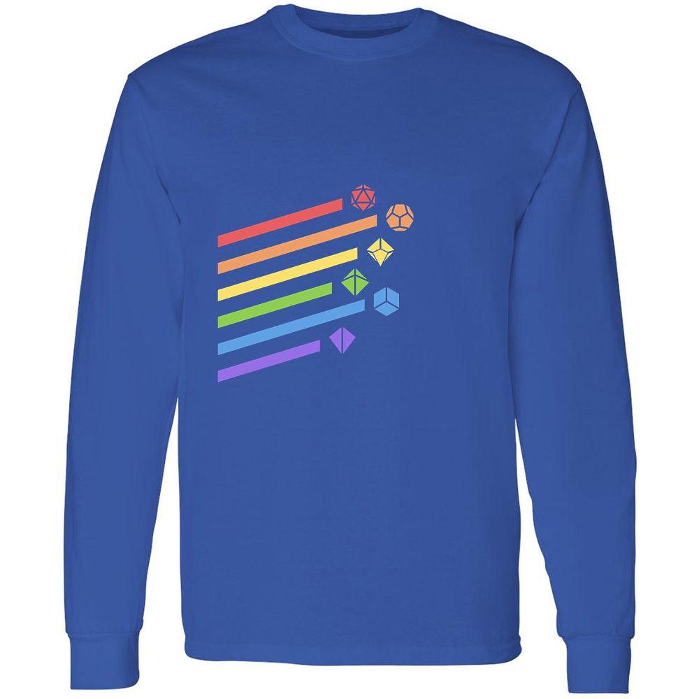 Rainbow Dice Set Long Sleeve T-Shirt - Royal - 8