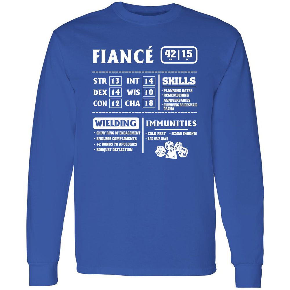Fiance Stats Long Sleeve T-Shirt - Royal - 8
