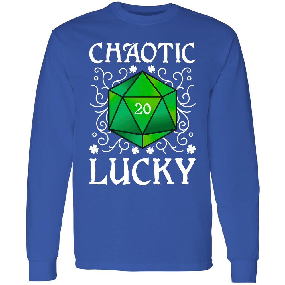 Chaotic Lucky D20 Dice Long Sleeve T-Shirt - Royal - 8