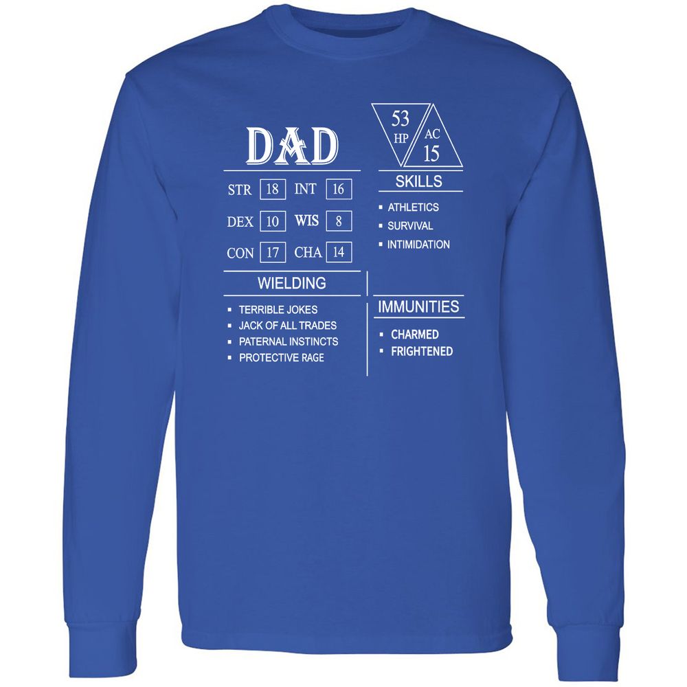 Dad Stat Block Long Sleeve T-Shirt - Royal - 8