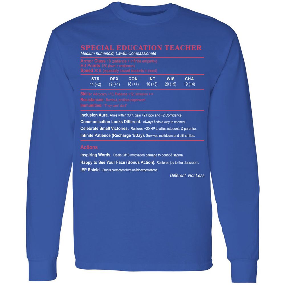 Special Education Teacher Long Sleeve T-Shirt - Royal - 8