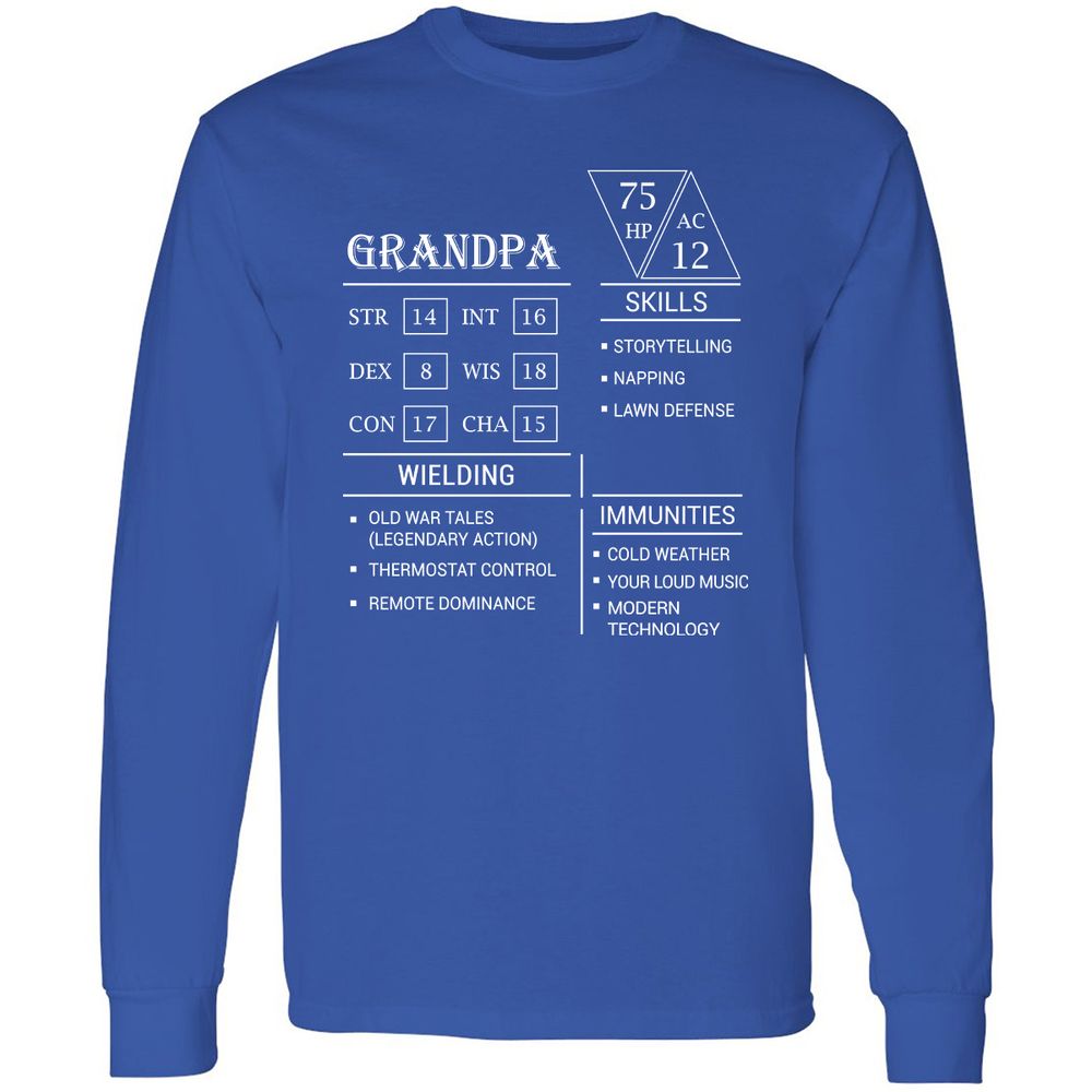 Grandpa Stats Long Sleeve T-Shirt - Royal - 8