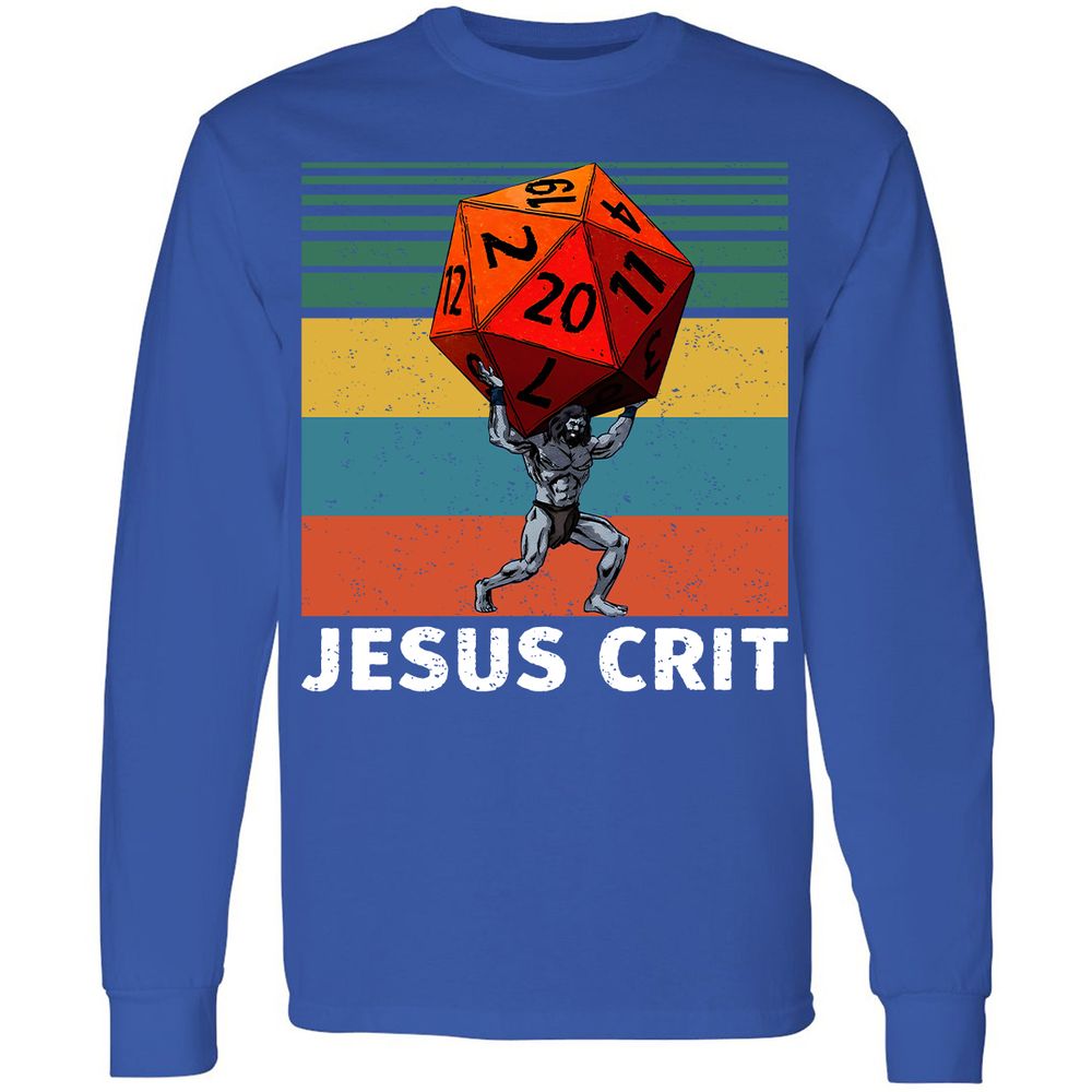 Jesus Crit Long Sleeve T-Shirt - Royal - 8