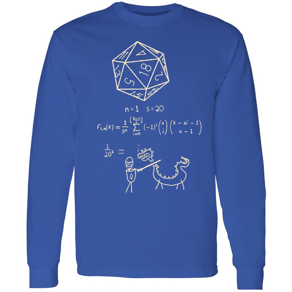Science Of20 Sided Dice Long Sleeve T-Shirt - Royal - 8