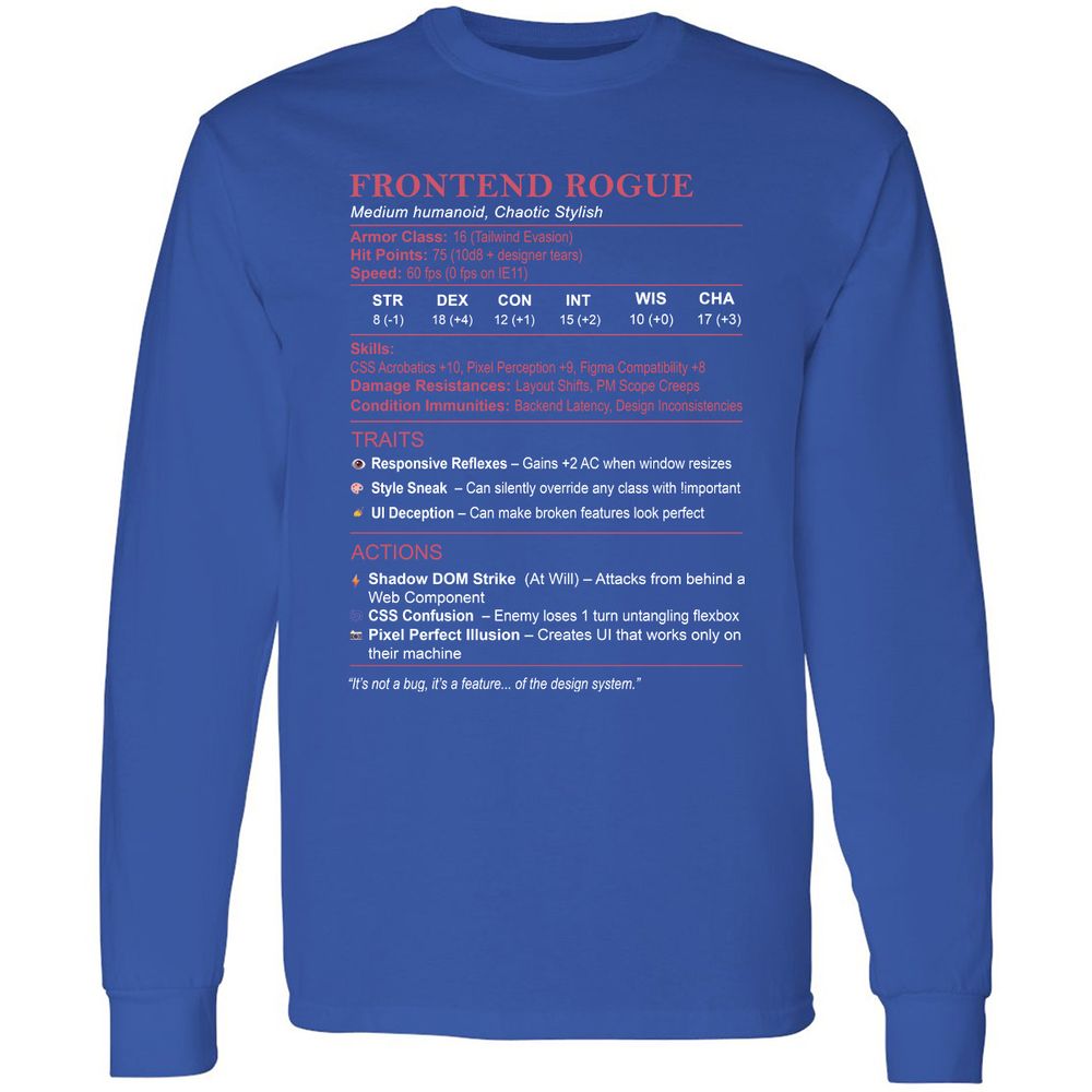 Frontend Rogue Long Sleeve T-Shirt - Royal - 8