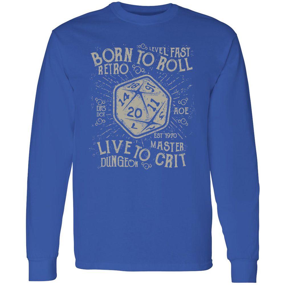 Born To Roll Live To Crit Long Sleeve T-Shirt - Royal - 8