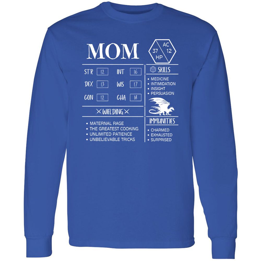 Mom Stats 2 Long Sleeve T-Shirt - Royal - 8