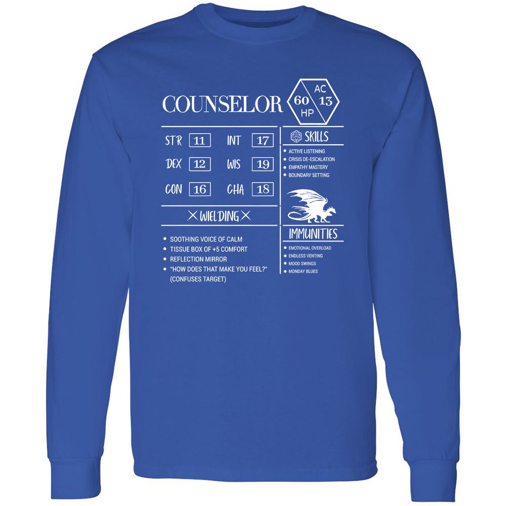 Counselor New Long Sleeve T-Shirt - Royal - 8