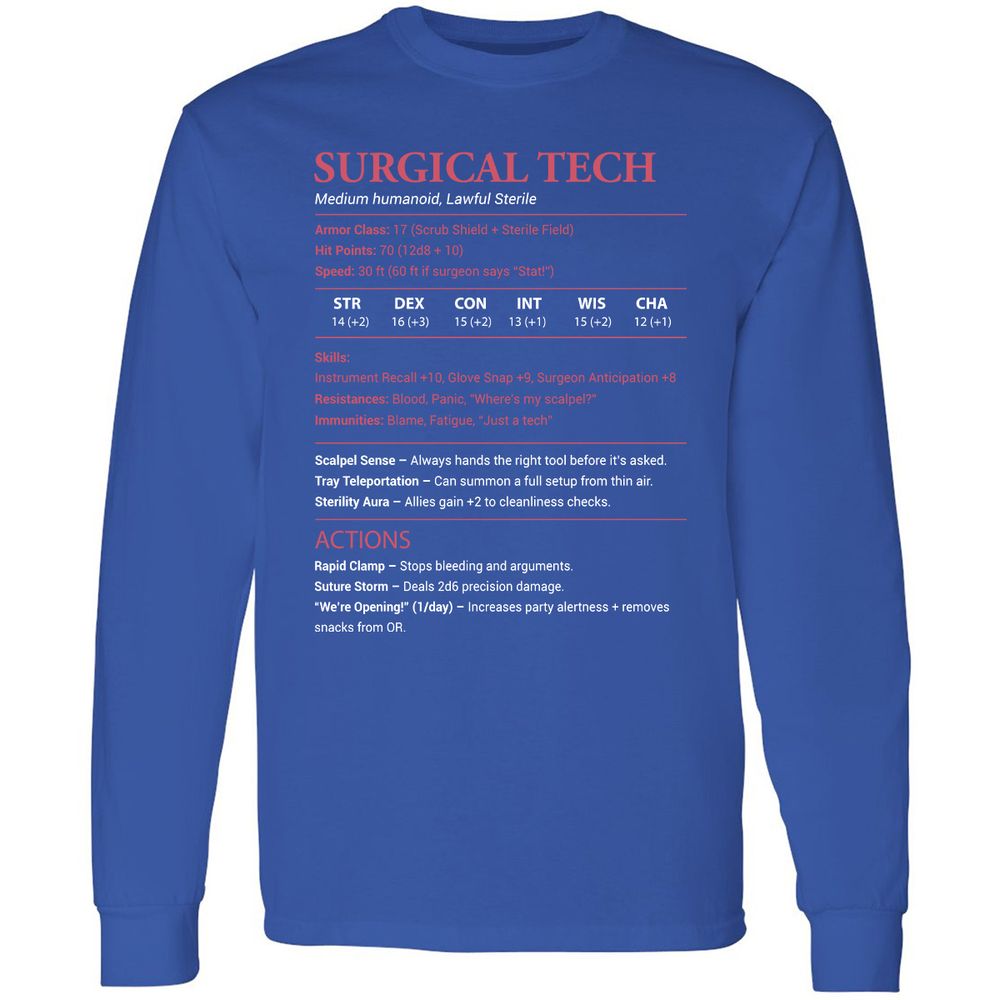 Surgical Tech Long Sleeve T-Shirt - Royal - 8