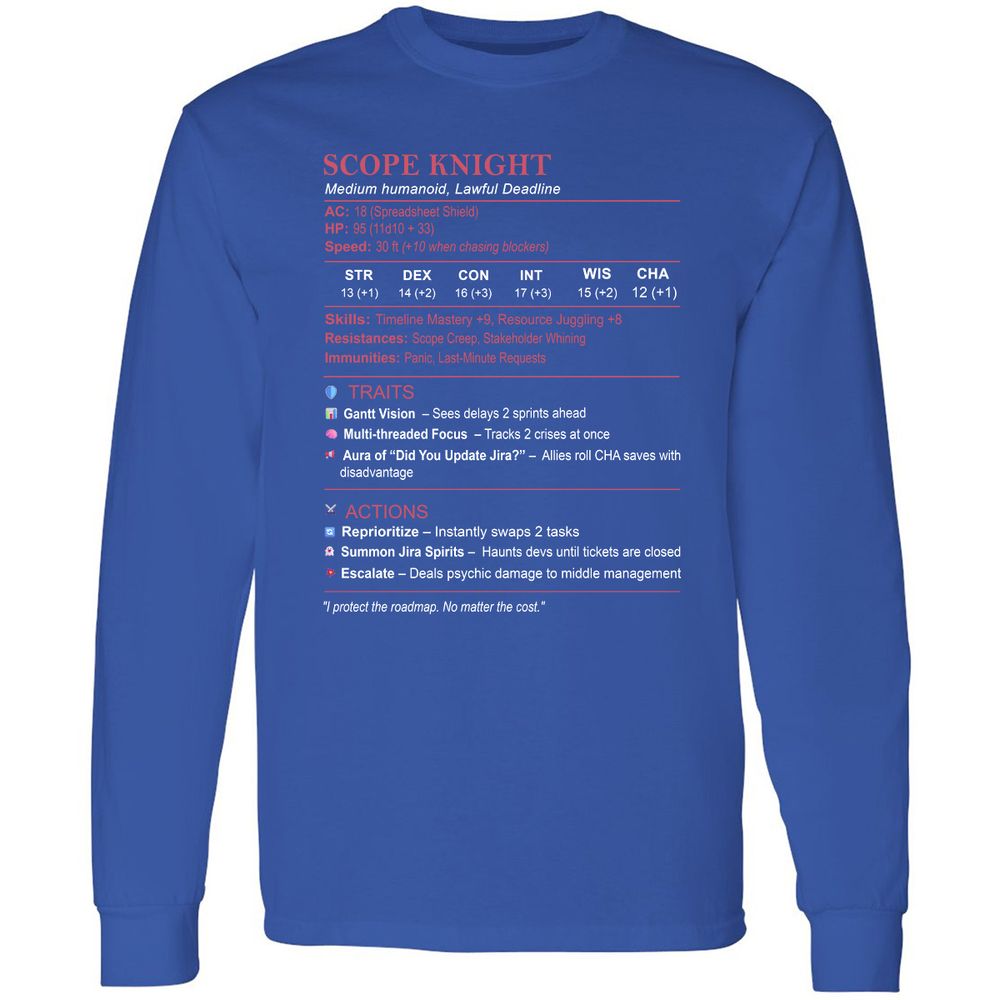 PM Stats Long Sleeve T-Shirt - Royal - 8