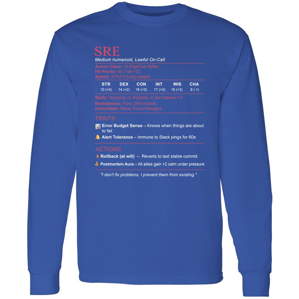 SRE Stats Long Sleeve T-Shirt - Royal - 8