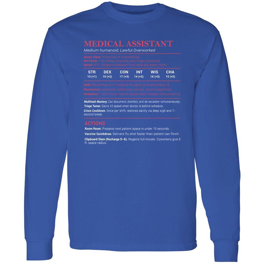 Medical Assistant Stats Long Sleeve T-Shirt - Royal - 8