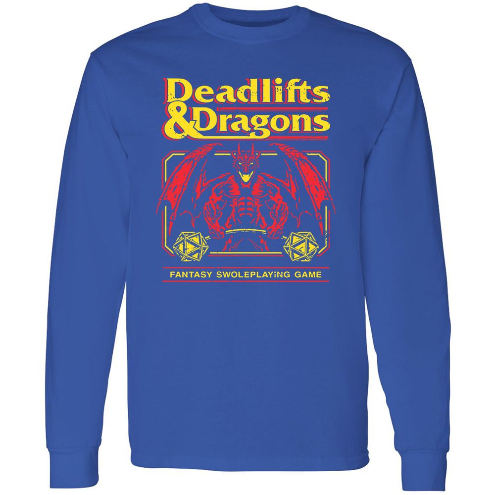 Deadlifts And Dragons Long Sleeve T-Shirt - Royal - 8