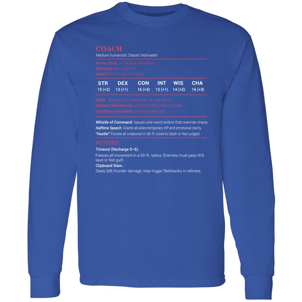 Coach Stats Long Sleeve T-Shirt - Royal - 8