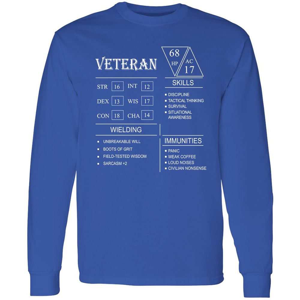 Veteran New Long Sleeve T-Shirt - Royal - 8