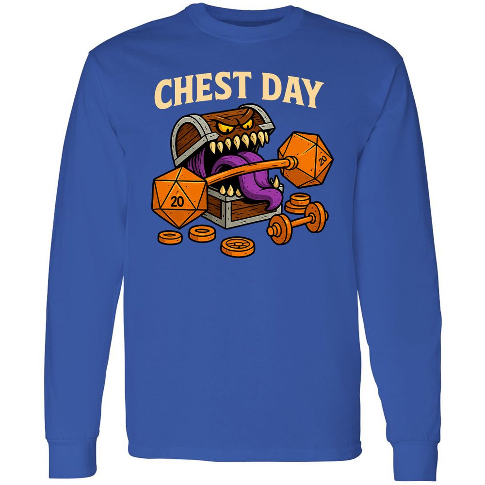 Chest Day Long Sleeve T-Shirt - Royal - 8