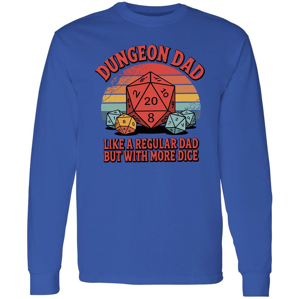 Dungeon Dad With More Dice Long Sleeve T-Shirt - Royal - 8