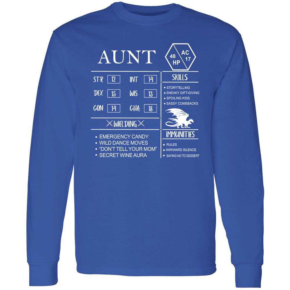 Aunt Stats Long Sleeve T-Shirt - Royal - 8